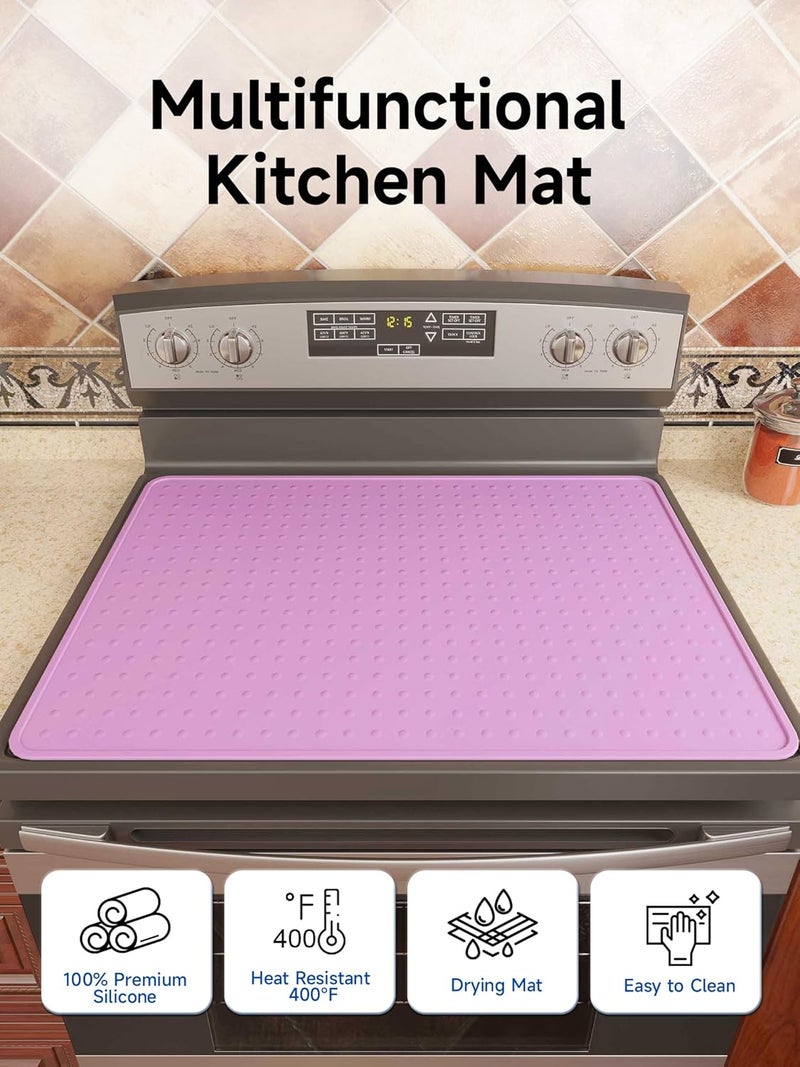 Bampanda Silicone Stove Top Cover for Electric Stove, Glass Stove Top Protector, Stovetop Cover Mat for Cooktop, Flat Range Cover, Oven Top Protector, Coffee Bar Mat, 28 x 20 in, Pink - Image 4
